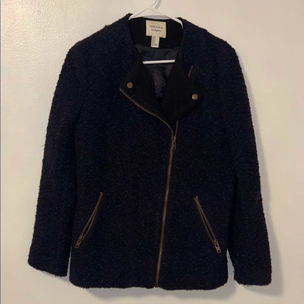 Forever 21 Black Teddy Jacket Cozy Chic Style